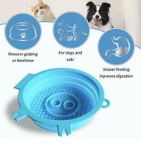 Multi function Blue Bowl for Pet or travel NIB hook for hanging