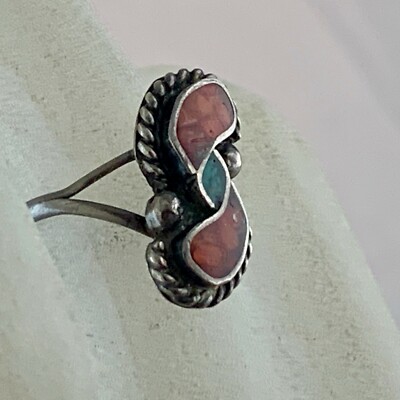 アクセサリー indian jewelry zuni Ring VINTAGE ZUNI RING STERLING SILVER SZ 6 NATIVE INDIAN TURQUOISE