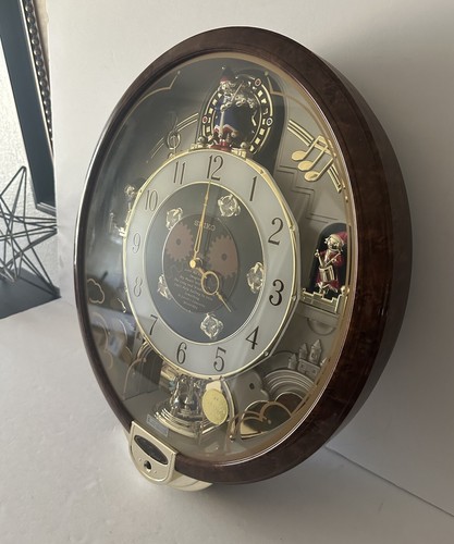 Seiko Swarovski Crystals 8 classic Melodies in Motion oval Wall Clock QXM147BRH - Picture 9 of 14
