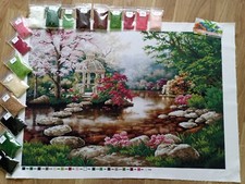 Large Bead Embroidery Kit Gazebo Near the Lake - Landscape Beaded Picture Kit