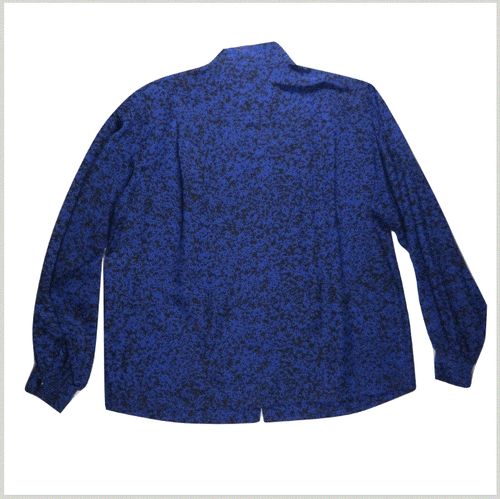 Dior Womens Blouse Top L Silk France Vintage Midnight Blue Fashion Retro Leopard - Bild 6 von 11