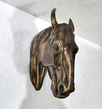 Metal Wall Mount Horse Head Sculpture statue Figurine Bronze Antique Finish