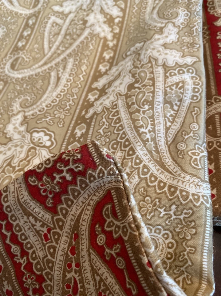 rare Eddie Bauer - Vtg DUVET Gorgeous Queen Red Tan Paisley, Reversible - Image 4 of 4