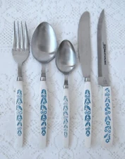 BLUE CornFlower Plastic Handle Place Setting HOUSEHOLD'S STAINLESS JAPAN