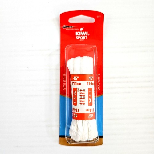 Kiwi Kids Sport Shoe Laces Oval White 36” or 45" 1 Pair 5-6 Eyelets - Picture 2 of 7