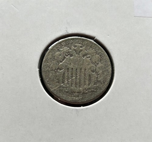 1867 SHIELD NICKEL 77-16/100 GRAIN COMPOSTION NICKEL THREE-CENT PIECE. - Picture 2 of 4