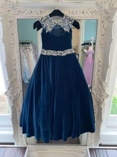 Peacock Velvet Pageant Dresses for Teens Bling Rhinestones Long Pageant Gowns