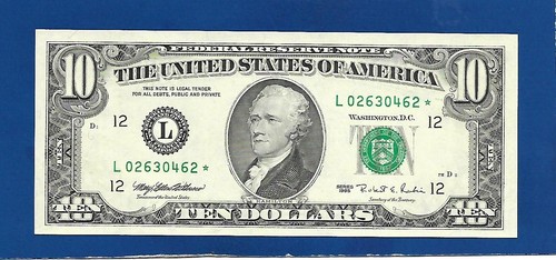 1995 CH/CU $10 SAN FRANCISCO STAR NOTE SERIAL #L02630462*