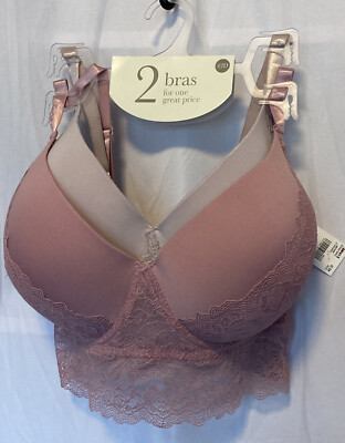 2 - Cato Dreamwear PK Pink / Champagne Lightly Lined Underwire Bras 42D NEW