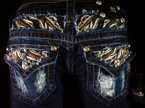 $108 Buckle Miss Me Jeans "Mocha Stitch Flaps & Yoke" Skinny 26 X 31 - Picture 2 of 7