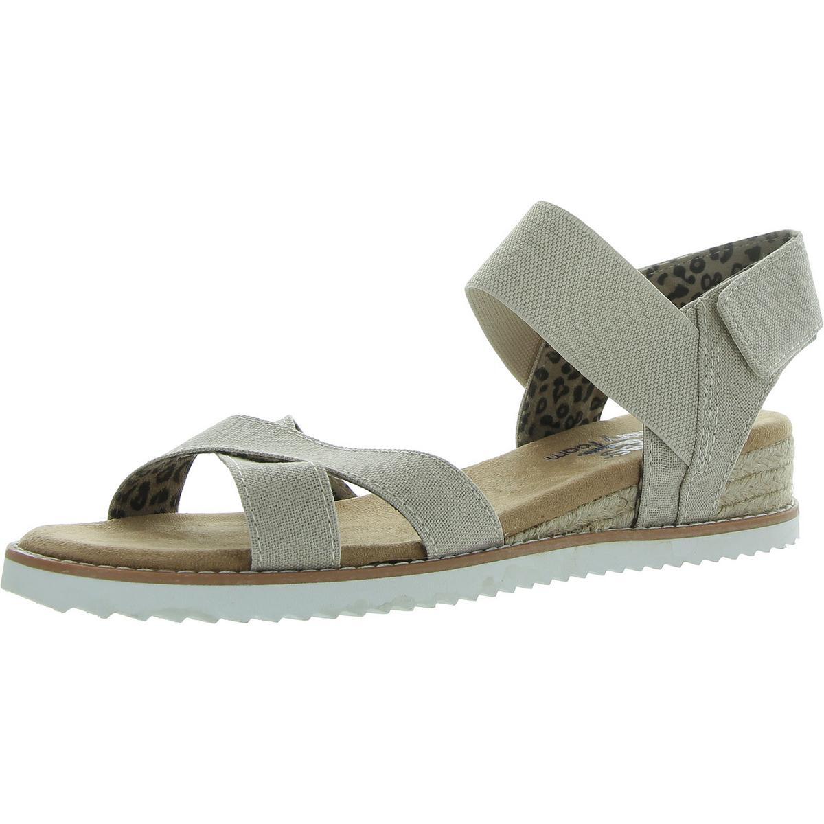 Женские босоножки на танкетке BOBS от Skechers Desert Kiss - Secret Picnic темно-серого цвета 2673
