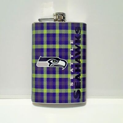Personalized Seahawks Vinyl Wrap Flask 8 oz