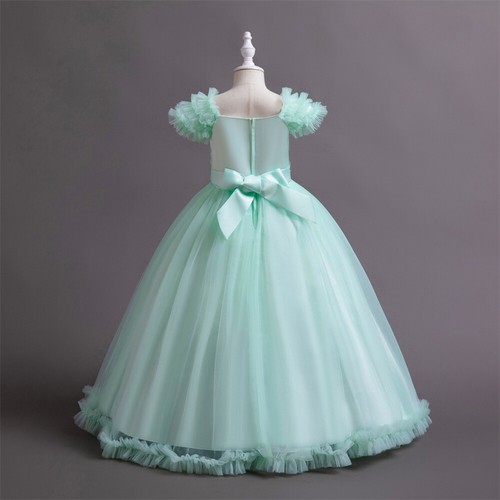 Flower Girls Kids Princess Long Dress for Wedding Bridesmaid Christmas Ball Gown - Picture 14 of 57