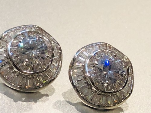 18k White Gold Filled Earrings made w Swarovski Crystal Solitaire Stone Gorgeous - Picture 5 of 12