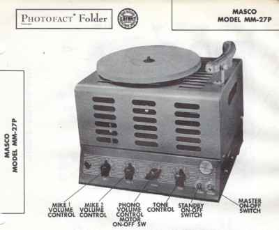 1951 Masco MM-27P Amplifier Turntable Amp Photofact Schematic Service Manual