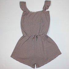 Ten Sixty Sherman Girl's Flutter Sleeve Stripe Romper in size Large