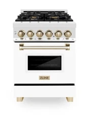 NEW ZLINE 24 Dual Fuel Range Gas Stove Electric Oven WHITE STAINLESS RAZ-WM-24-G