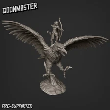 Elf Archer Fighter on Giant Gryphon Miniature | D&D DnD | 