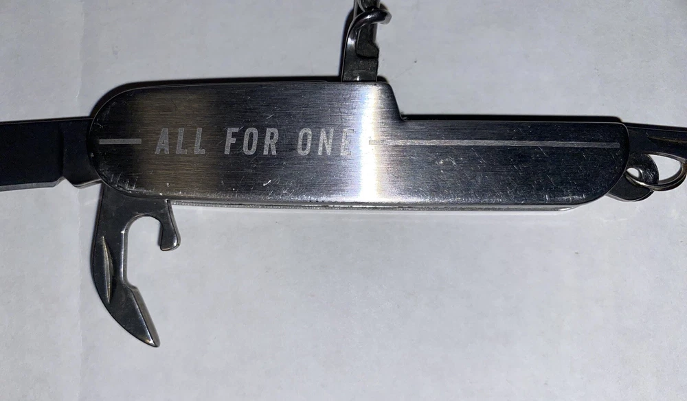 Multi Tool Knife Engraved “All For One” On Front & “One For All” On Back A216