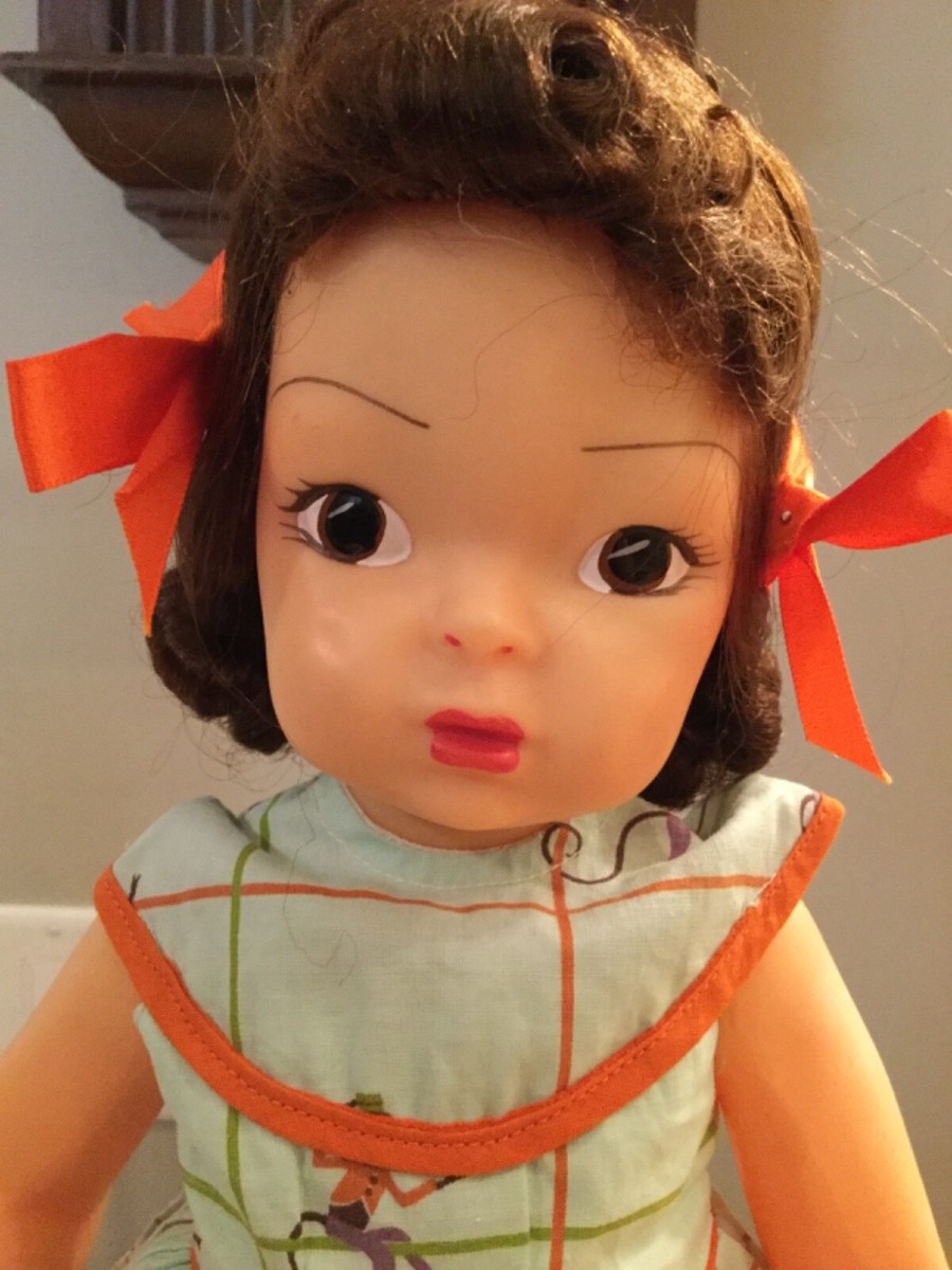 Doll Terri Lee Brunette Raysheen Wig Monkey Print Dress 1950's | eBay