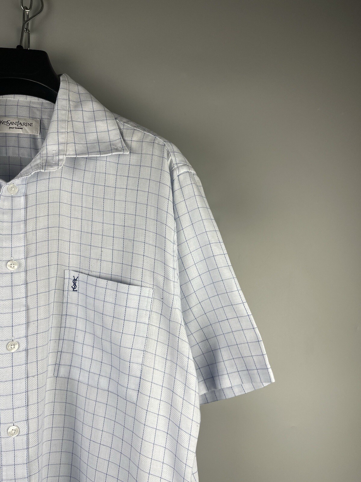 Camicia Yves Saint Laurent YSL uomo cotone lusso casual manica corta taglia L