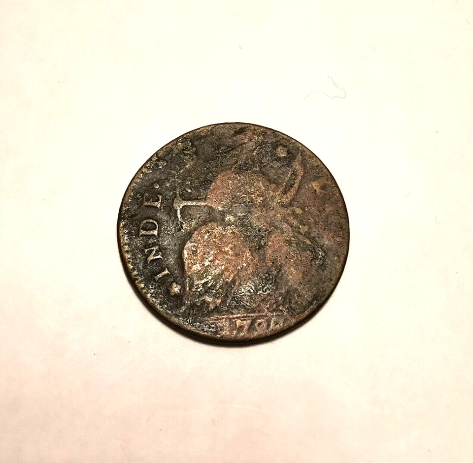 Moneda Cooper de 1/2 centavo Connecticut de Estados Unidos 1788 "busto drapeado izquierdo" M15,1-L.1 R3 Foto 2 de 4