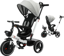 6-in-1 Baby Tricycle Stroller-Steer, Fold, Adjust with Safety Features Storage