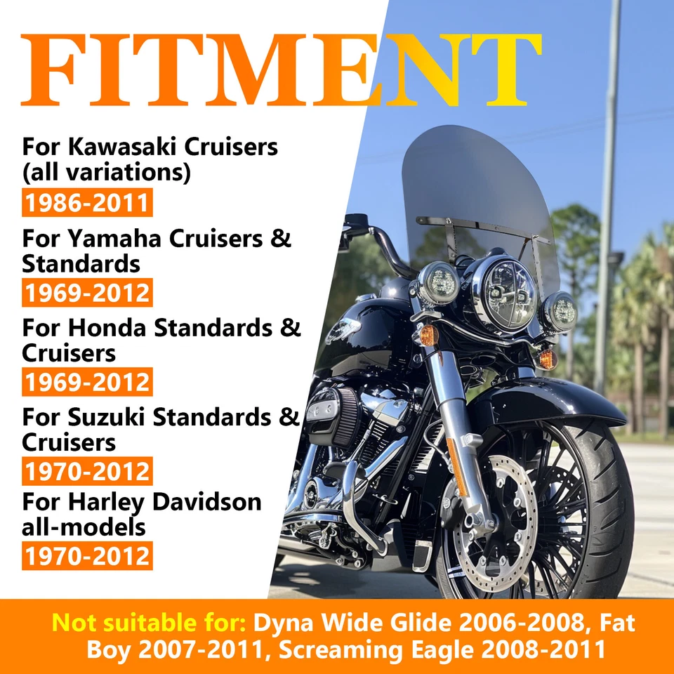 Parabrisas de moto 18"x16" para Yamaha V Star 1300 1100 950 650 Foto 4 de 4