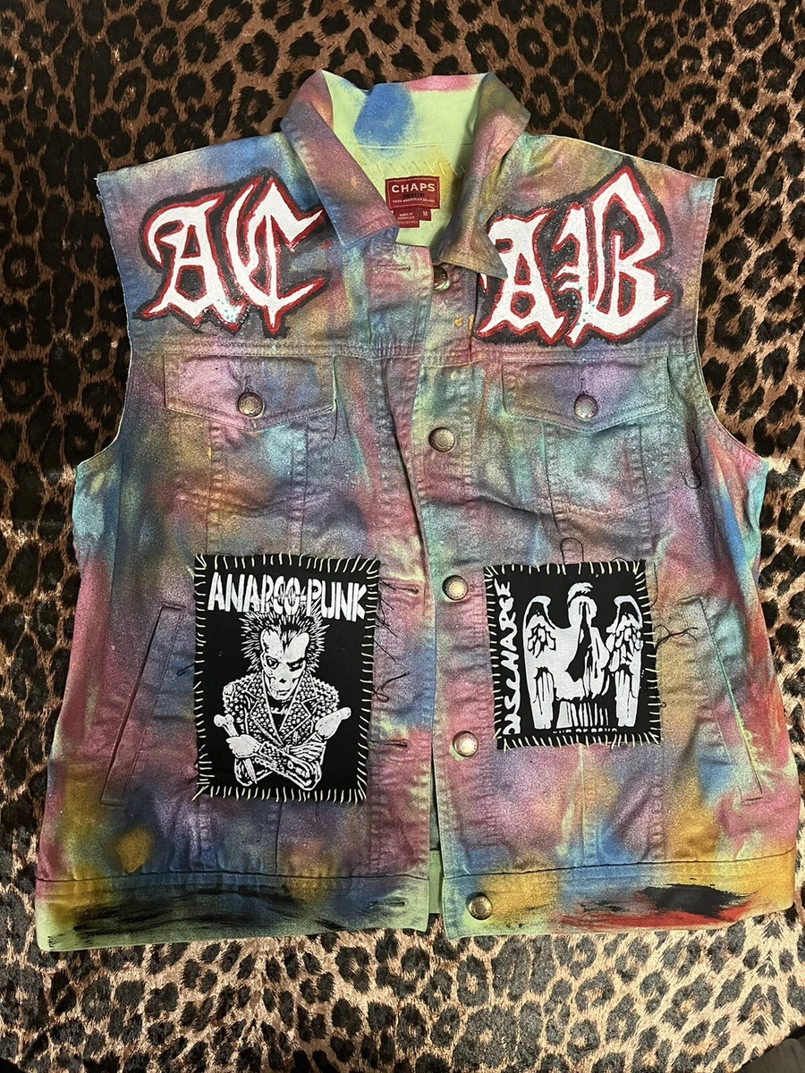 Punk Rock Denim Vest Women, Custom DIY Handmade, Three Patches