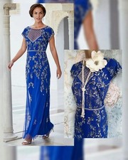 Joanna hope Royal blue Long Dress 20s silver beaded wedding occasion evening 12