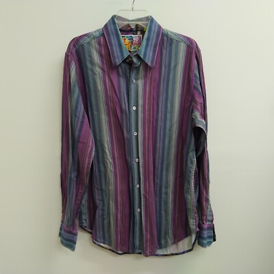 Robert Granham Shirt Mens Extra Large Purple Blue Long Sleeve Tailored Fit