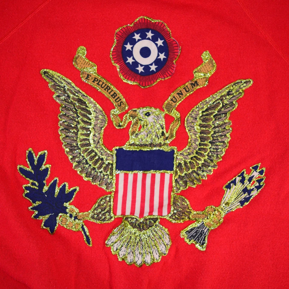 Vintage Military Sweatshirt Hanes Raglan Size XS/S 90s US Army E Pluribus Unum - Image 2 of 4