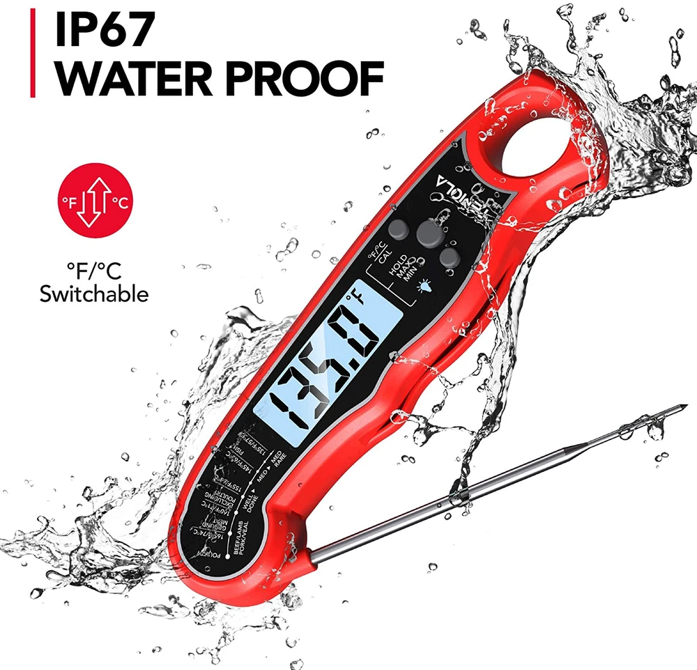 Meat Thermometer Instant Read Food Thermometer with LCD Backlight Calibration Wa Meat Thermometer Instant Read Food Thermometer with LCD Backlight Calibration Wa