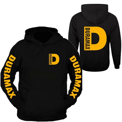 Duramax Yellow Big D Design Color Black Hoodie Hooded Sweatshirt