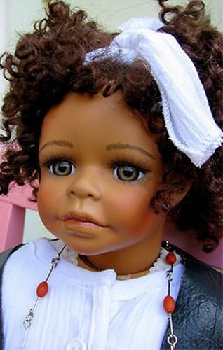 NEW MOLLY KAYE WIGGS DOTY AWARD WINNING AFRICAN AMERICAN BLACK PORCELAIN DOLL - Picture 3 of 11