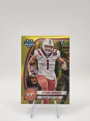 2024 Bowman University Chrome - Kyron Drones #119 Yellow Refractor /75 (RC) 