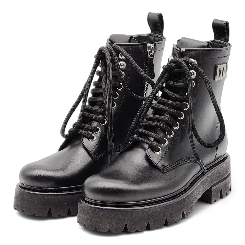 Botas De Combate Dsquared2 Icon Para Mujer Negras EU 36 US 6 - Nuevas $880 - Imagen 2 de 4