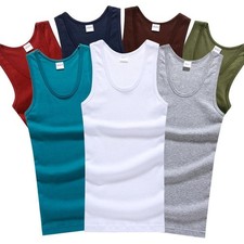 Mens Cotton Sleeveless Tank Top Breathable Fitness Gym Athletic Vest