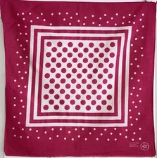 VTG Wamcraft Pink White Polka Dots Bandana Hankerchief  21"x21"