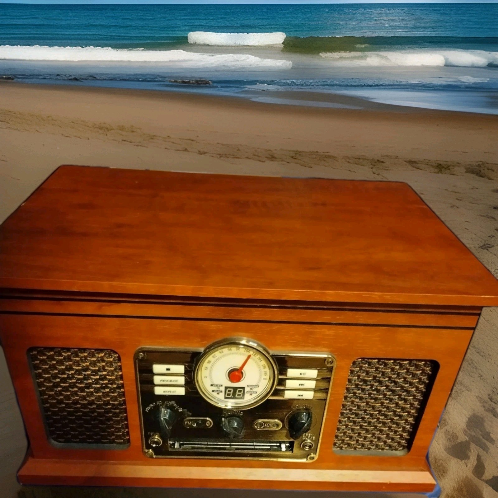 Victrola VTA-200B 6-in-1 Bluetooth Turntable Record Player CD Radio AUX &ndash; Works