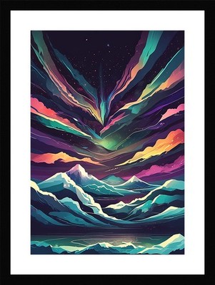 Vibrant Northern Lights Framed Wall Art Poster Canvas Print Picture