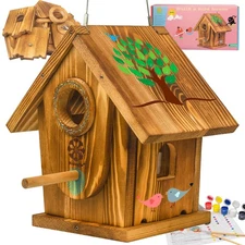 Bird Houses for Outside,DIY Kit for Adults & Kids,Solid Mortise & Tenon Struc...