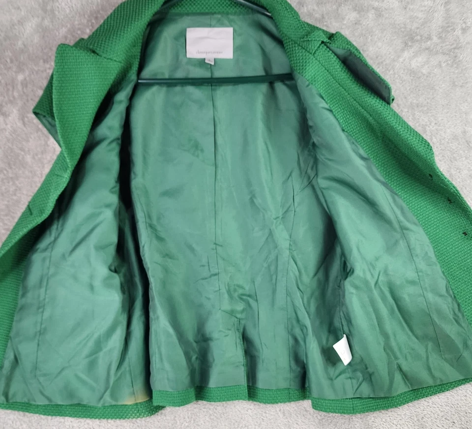 Blazer Classiques Entier Chaqueta Mujer Pequeña Verde Manga Corta Lazo Frontal Foto 2 de 4