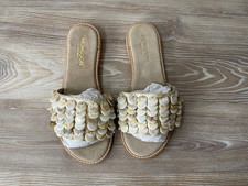Monsoon Sandals Sasha Shell Sliders Natural UK 4 - NEW RRP £45
