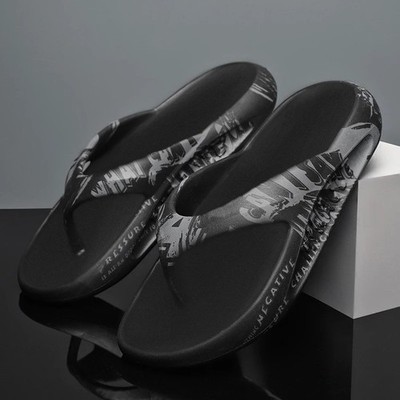 Men's Flip Flop Thong Sandals Graphic Print Summer Beach Shoes Non-Slip Casual