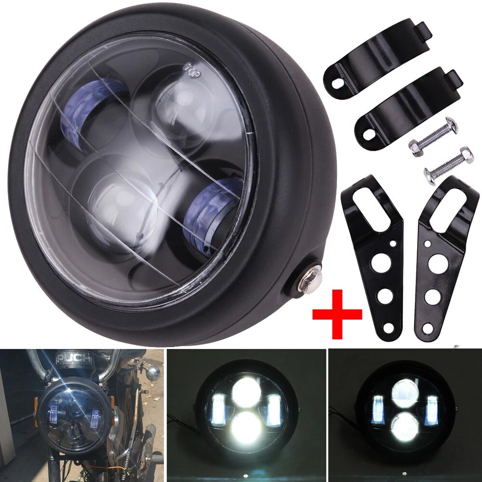 Faro LED alto/bajo universal para motocicleta de 6,5" para Harley Honda ATK BETA BMW EE. UU. Foto 3 de 4