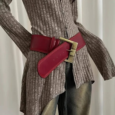 WOMEN WESTERN PREPPY BURGUNDY LEATHER BELT Size M