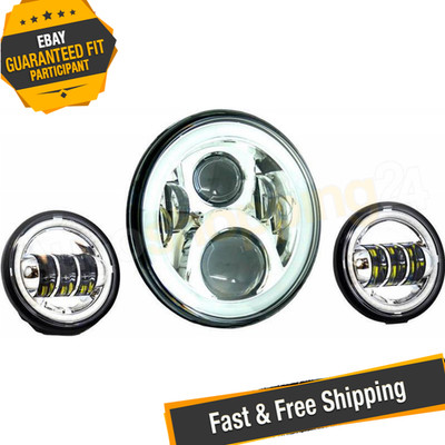 Letric Lighting LLC-ILHK-7CH 7'' Wide-Array Chrome Full-Halo LED Headlight