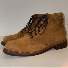 Chippewa Suede Service Boots 6" with Cork Sole, Size 9 D, Made in USA