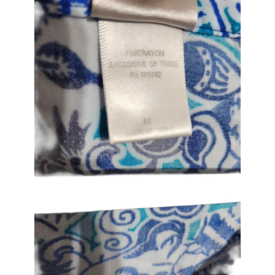 Conjunto de pijama de rayón estampado cachemir azul blanco Natori talla mediana Foto 2 de 4
